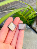 Vintage Silver Plated Abalone Mother of Pearl Square Mens Cufflinks 9.7g