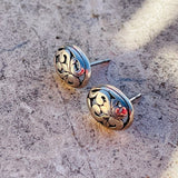 Vintage Sterling Silver 925 Dainty Ornate Egg Oval Post Pierced Earrings