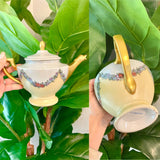 Antique Signed 18 Cechoslovakia Tea Pot Lusterware Floral Gold Gilt Czech Teapot