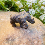 Antique Three Headed Ornate Petite Metal Bronze Tone Elephant Spiritual Figurine