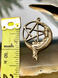 Sterling Silver Moon Pentacle Pentagram Star Wicca Pagan Woman Pendant Charm