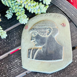 Vintage Greek Apollo God of Light Green Gray Tone Head Relief Carving Art Decor