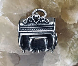 Beau Sterling Silver Signed Vintage Heart Piano Charm Pendant (Rare)