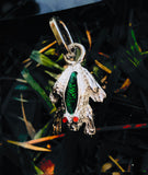 Vintage Sterling Silver 925 Red Green Enamel Frog Charm Pendant