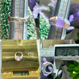 Signed 925 Sterling Silver Purple Blue Pink Stone Ring Size 5.75 Weighs 6.35g