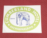 Vintage Cumberland Hotel Bechuanaland Lobatsi Elephant Luggage Label