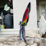 Iridescent Stained Glass Rainbow Color Wings Butterfly Metal Woman Art Figurine