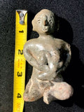 Antique Glazed Clay Seated Woman + Baby Tribal Fertility Figurine Artifact Relic