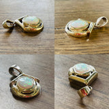 Vintage Sterling Silver 925 Modernist Rainbow Fire Opal Charm Fine Pendant 3.3g