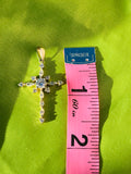 Vintage Sterling Silver 925 CZ Stone Rhinestone Cross Religious Charm Pendant