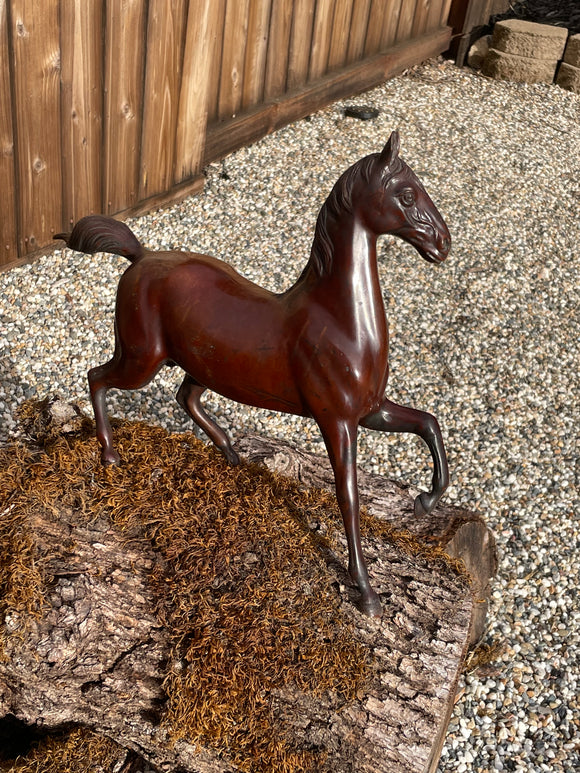 Vintage Japanese Artist Signed Bronze Metal Horse Art Sculpture Statue Decor