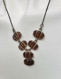 Vintage Sterling Silver 925 Genuine Amber Necklace