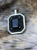 Vintage Designer STS Sterling Silver 925 Faceted Black Onyx Gem Stone Pendant