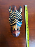 Vintage Artisan Crafted Wood Hand Carved Zebra Animal Mask Wall Art Decor