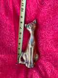 Vintage Brass Gold Tone Cat Feline Kitty Figurine Decorative Metalware Statue