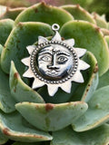 Vintage Sterling Silver 925 Spiritual Sun Face Solar Pendant Charm 4.3 Grams