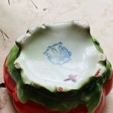 Vintage Bayreuth Bavaria Porcelain RedTomato Pepper Sugar Bowl Trinket Box w Lid