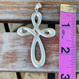 Vintage Sterling Silver 925 Infinity Silhouette Religious Cross Pendant 5.2g