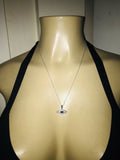 Sterling Silver Greek Evil Eye Blue Stone Cubic Zirconia 10” Necklace Pendant