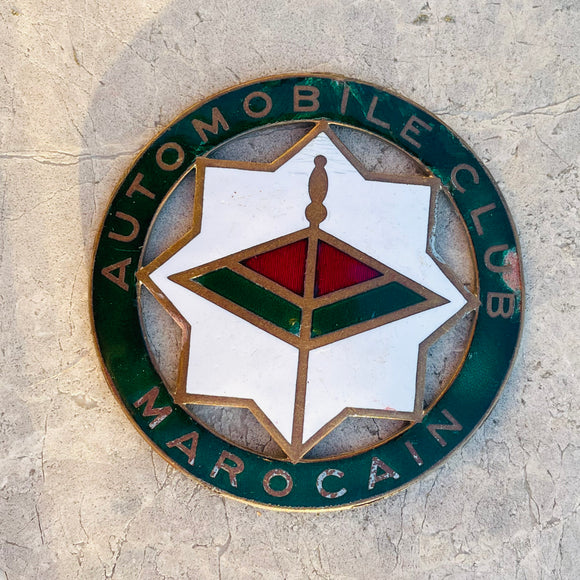 Vintage Automobile Club Marocain Enamel Moroccan Car Badge