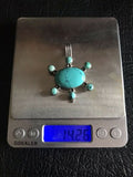Stunning Hand Crafted Turquoise Stone Sun Flower Sterling Silver 925 Pendant