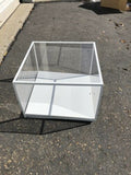 New White Wood & Glass Countertop Display Case with Lock & Keys 42.5x42.5x30.5cm