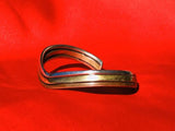 Antique Copper Brass + Silver Tone Layers Tricolor Cuff Bracelet