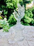 Rare Vintage Ornate Glass Perfume Bottle W Bird Stopper