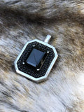 Vintage Designer STS Sterling Silver 925 Faceted Black Onyx Gem Stone Pendant