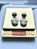 Vtg Italy Signed Sterling Silver 925 Two Tone Dangle Drop Pierced Earrings 7.5g+