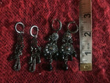 Vintage Monet Black Rhinestone & Marcssite Dangle Pierced Earrings Set of 2