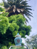 Vintage Aqua Blue Hand Painted Enamel Porcelain Miniature Chinese Ginger Jar
