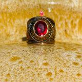 Professional Truck Driver Safety USA Pride Red Stone Novelty Award Ring Size 9