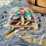 New Art Form Tis the Season Rhinestone & Enamel Christmas Present Trinket Box