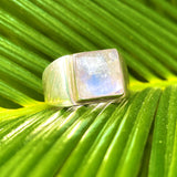 Sterling Silver 925 Moonstone Square Ring Size 9 Weighs 8.0g