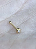 Yellow Gold Tone Opal Rhinestone Jewel Gem 18g 1mm Nose Bone Ring Stud