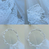 Vintage Beaded Pearl Crown Floral Lace White Netting Bridal Wedding Chapel Veil