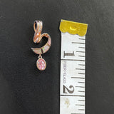 Rose Gold Over Signed Sterling Silver 925 Pink Stone Fire Opal Unique Pendant 5g