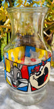 Vintage Loony Tones Characters Colorful Glass Vase Milk Bottle