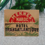 Vintage Meknes Hotel Luggage Sticker Label Transatlantique