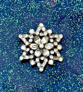 Vintage Star Floral Rhinestone Pin Brooch