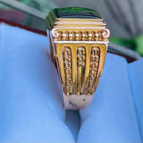 Vintage 14K Gold Plated Multi Gem Stone Black S Custom Mens Ring Size 9.75 w Box