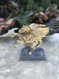 Signed Carver E. Tripp # 554 Gold Leaf + Pewter Pegasus Winged Horse Statue