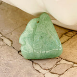 Vintage Carved Green Semi Precious Gem Stone Native American Chief Pendant