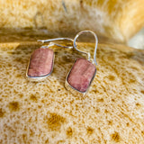 Vintage Sterling Silver 925 Pink Gem Stone Unique Long Dangle Drop Earrings 5g