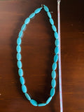 Long Faux Turquoise Oval Beaded Fashion Necklace