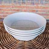 Vintage Cream White Woven Basket Style 3 Dinner Plates & 4 Bowls Total Lot of 7