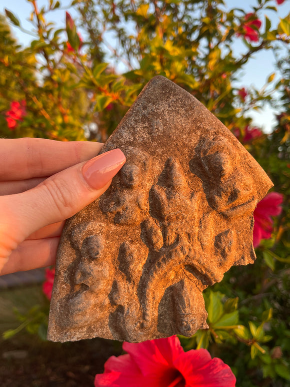 Antique Buddhist Thai Temple Spiritual Artifact Stone Buddha Fragment Relic
