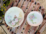 J & C Louise Bavaria Hand Painted Floral Dinner Plate Dish Set 2 Flower Plates