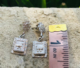 Vintage Peru Sterling Silver 925 Sun Llama Alpaca Dangle Drop Pierced Earrings